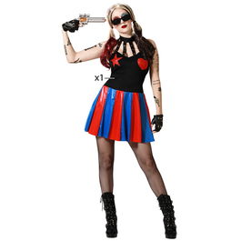 Déguisement Arlequin Costume de Clown Noir à Volants pour Femme Adulte Taille M-L, Polyester - Pour Halloween et Carnaval
