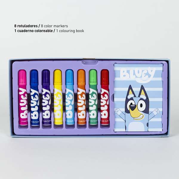 Cerdá Maletín de papelería Coloreable Bluey - Trousse à colorier pour enfants 2 à 8 ans - Dimensions 26 x 10 x 13 cm