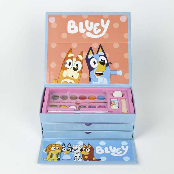 Cerdá Maletín de papelería Coloreable Bluey - Trousse à colorier pour enfants 2 à 8 ans - Dimensions 26 x 10 x 13 cm