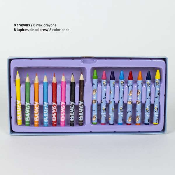 Cerdá Maletín de papelería Coloreable Bluey - Trousse à colorier pour enfants 2 à 8 ans - Dimensions 26 x 10 x 13 cm