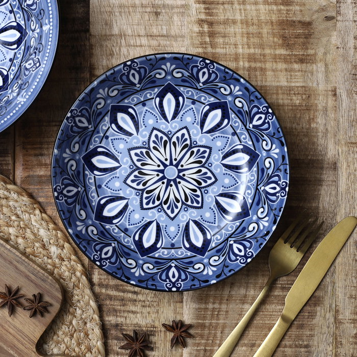Home Deco Factory Assiette creuse Jaipur bleu 20 cm Home Deco Factory Assiette creuse Jaipur bleu 20 cm