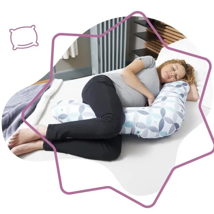 Badabulle Coussin de Maternité et d'Allaitement 2 en 1 Graphique pour Grossesse et Bébé