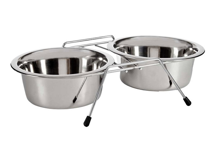 Mascow Lot de 2 gamelles inox pour animaux 400 ml argent 28x15x8 cm antiglisse (Set de 12)