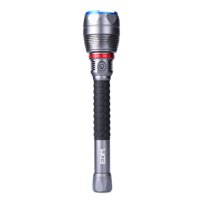 Edm Lampe torche LED rechargeable longue portée 23000 lm 6500K 5 modes IP67 powerbank avec câble USB-C et étui Edm Lampe torche LED rechargeable longue portée 23000 lm 6500K 5 modes IP67 powerbank avec câble USB-C et étui