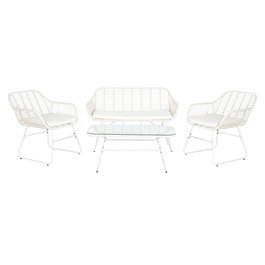 Meubles de jardin DKD Home Decor Blanc 124 x 74 x 84 cm (4 Pièces)