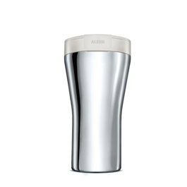 Alessi GIA24 Caffa - Mug de voyage isotherme en acier inoxydable 18/10 de Giulio Iacchetti - Blanc
