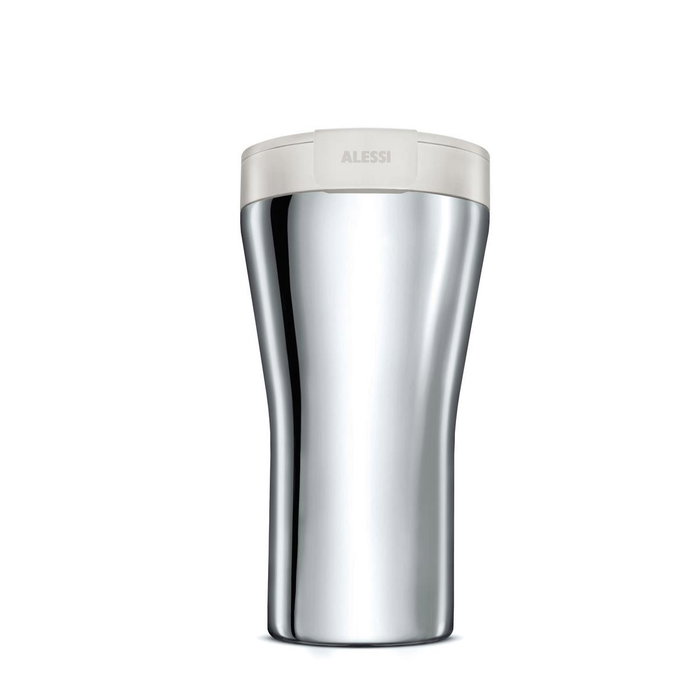 Alessi GIA24 Caffa - Mug de voyage isotherme en acier inoxydable 18/10 de Giulio Iacchetti - Blanc Alessi GIA24 Caffa - Mug de voyage isotherme en acier inoxydable 18/10 de Giulio Iacchetti - Blanc