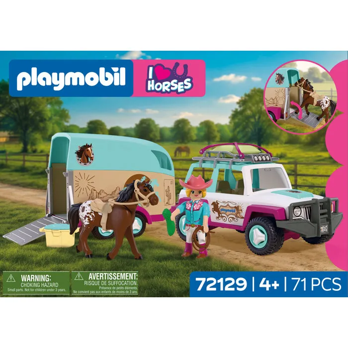 Playmobil I love horses 72129 Véhicule avec remorque à chevaux
