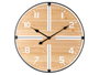 Giftdecor Horloge Murale en Bois 60 cm - Design Marron et Noir - MDF et Métal (Set de 4)
