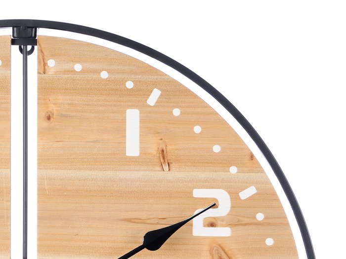Giftdecor Horloge Murale en Bois 60 cm - Design Marron et Noir - MDF et Métal (Set de 4)