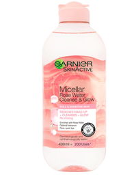 Garnier Eau Micellaire Rose Glow - Nettoyant Visage Purifiant 400 ml - Pour Tous Types de Peau