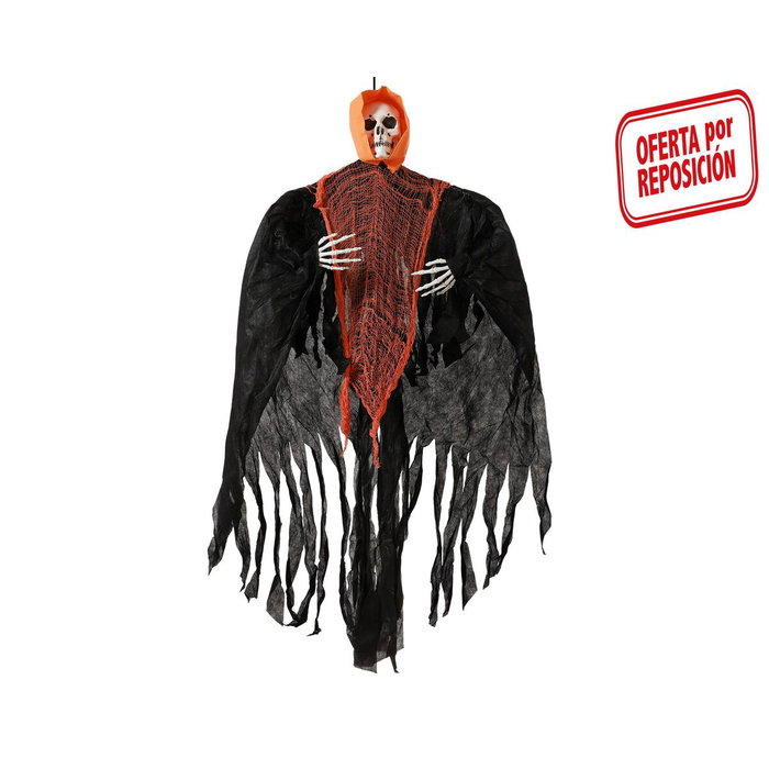 BigBuy Home Décoration d'Halloween Squelette 140 cm avec capuche orange