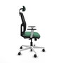 Chaise Alfera Synchrone/Traslack Maille/tissu Vert émeraude Maille Noir Structure polyamide blanc Accoudoirs noirs et blancs Appui-tête 2D Roulettes 65mm nylon