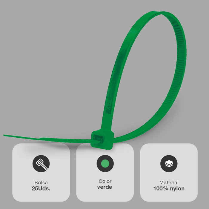 Hantums Sac de 25 colliers de serrage 100% nylon 430x4,8mm Vert Hantums Sac de 25 colliers de serrage 100% nylon 430x4,8mm Vert