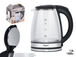 Argon Bouilloire en verre borosilicate avec LED 1,8 L