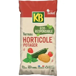 KB Terreau horticole pour potager 40 L - Terreau naturel 0% tourbe, éco-responsable, fabriqué en France, pour plantation et repiquage