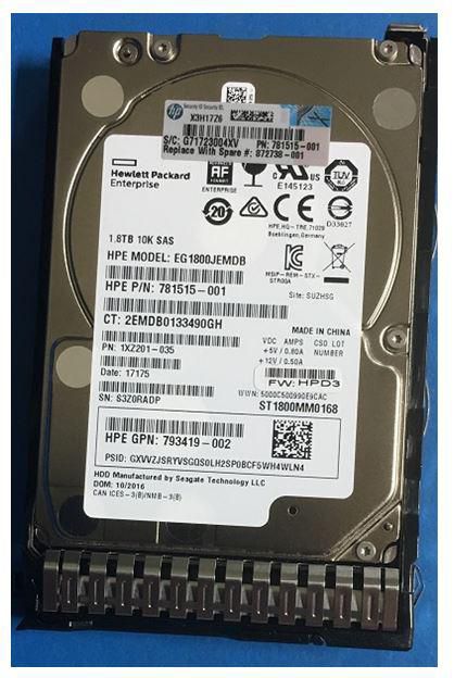 Hewlett Packard Enterprise 1,8 TB HDD SAS 12G 10000rpm SC 512e DS