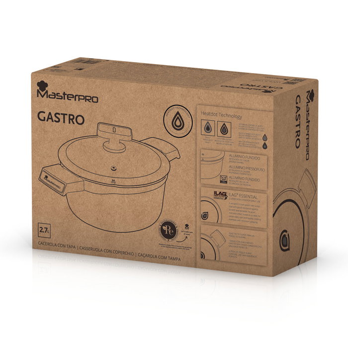 Masterpro Casserole avec Couvercle GASTRO REECO MP Noir 2,7 L
