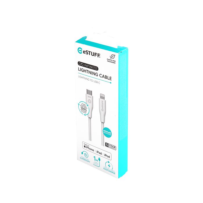eSTUFF Câble USB-C vers Lightning INFINITE (GRS) 1 m Blanc eSTUFF Câble USB-C vers Lightning INFINITE (GRS) 1 m Blanc