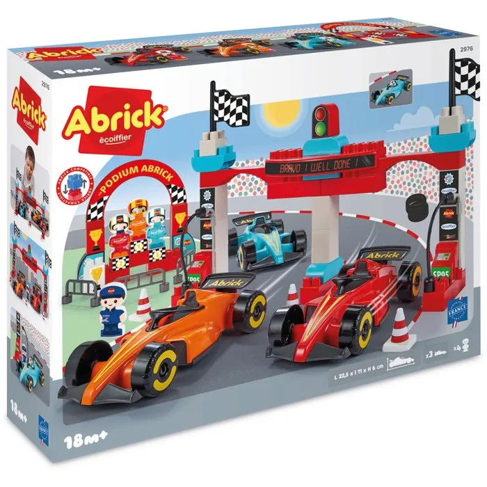 Ecoiffier Abrick 2976 - Coffret 3 Formule 1 avec podium et pilotes