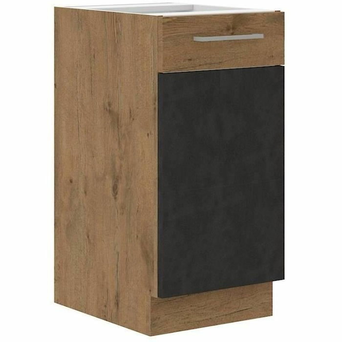 Meuble bas ROCK décor chêne Lancelot et gris matera - 1 porte - 40 cm Meuble bas ROCK décor chêne Lancelot et gris matera - 1 porte - 40 cm