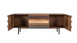 GINER Y COLOMER Meuble TV en bois de manguier avec motifs géométriques