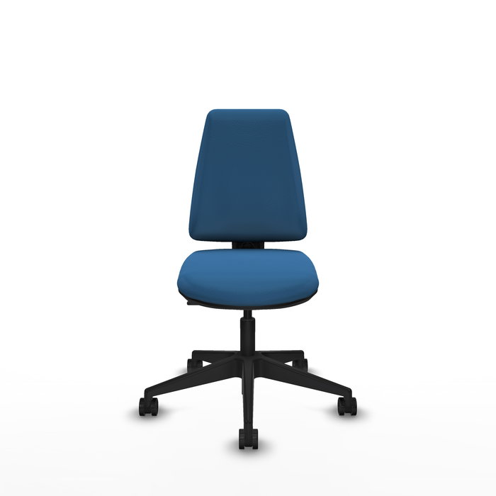 Chaise Elche Contact permament de base Cuir écologique Bleu clair Base pyramidale noire Sans accoudoirs Sans appui-tête Roulettes 65mm nylon