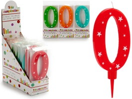Arte Regal Bougie Anniversaire Chiffre 0 Couleurs Assorties 1x17x8 cm (Set de 36)