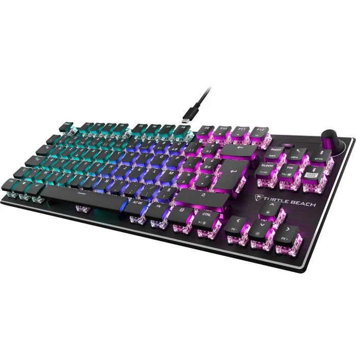 Turtle Beach Vulcan TKL - Clavier gaming mécanique compact RGB, switches TITAN linéaires, plaque aluminium, éclairage AIMO, noir Turtle Beach Vulcan TKL - Clavier gaming mécanique compact RGB, switches TITAN linéaires, plaque aluminium, éclairage AIMO, noir