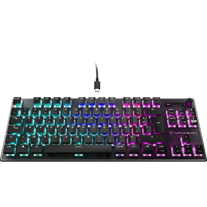 Turtle Beach Vulcan TKL - Clavier gaming mécanique compact RGB, switches TITAN linéaires, plaque aluminium, éclairage AIMO, noir Turtle Beach Vulcan TKL - Clavier gaming mécanique compact RGB, switches TITAN linéaires, plaque aluminium, éclairage AIMO, noir