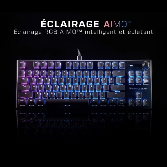 Turtle Beach Vulcan TKL - Clavier gaming mécanique compact RGB, switches TITAN linéaires, plaque aluminium, éclairage AIMO, noir Turtle Beach Vulcan TKL - Clavier gaming mécanique compact RGB, switches TITAN linéaires, plaque aluminium, éclairage AIMO, noir