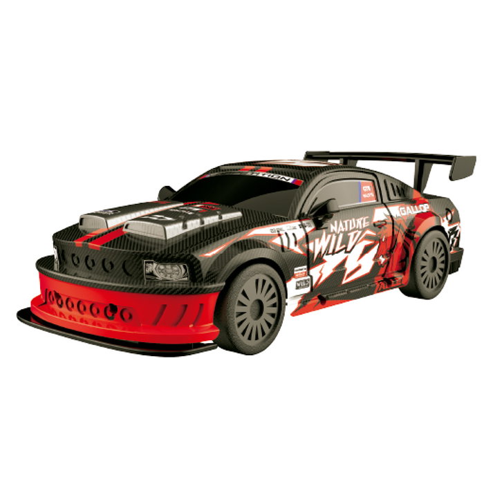 TACHAN - Véhicule Radio-Contrôlé GT-Speed Racing 1:24, Noir/Rouge, Voiture de Police R/C, Fréquence 27 MHz