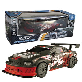 TACHAN - Véhicule Radio-Contrôlé GT-Speed Racing 1:24, Noir/Rouge, Voiture de Police R/C, Fréquence 27 MHz