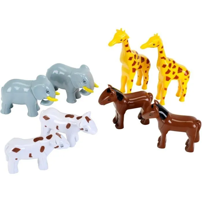 Klein 0066 Animaux magnétiques Funny Puzzle - 8 grands animaux (Cheval, Vache, Girafe, Éléphant) - 32 pièces interchangeables - Jeu de construction magnétique dès 12 mois