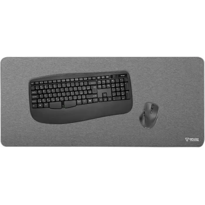 Yenkee YPM 9040GY - Tapis de souris de bureau XXL (900 x 400 x 4 mm), surface coton, fond caoutchouc, bords renforcés