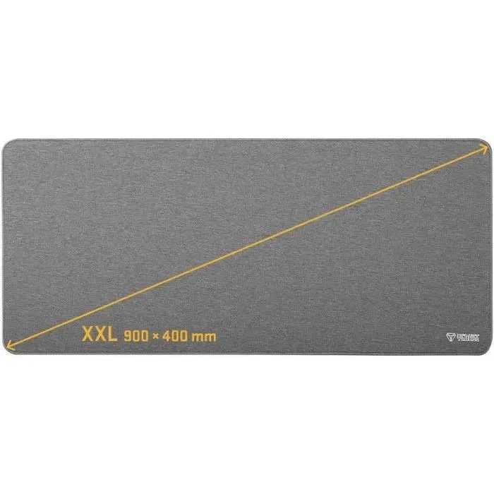 Yenkee YPM 9040GY - Tapis de souris de bureau XXL (900 x 400 x 4 mm), surface coton, fond caoutchouc, bords renforcés