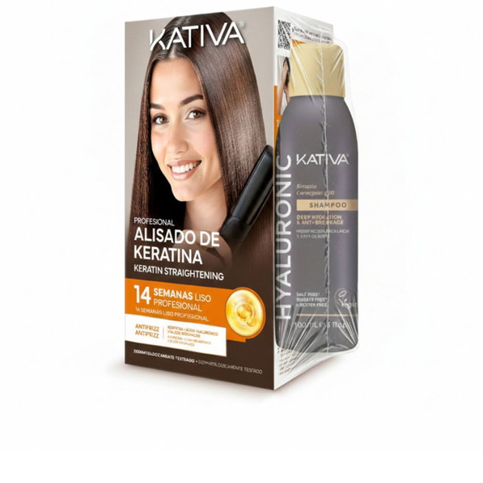 Kativa Kit de Lissage à la Kératine Professionnel 2 Pièces avec Shampoing Acide Hyaluronique - Lissage Brésilien Jusqu'à 14 Semaines Kativa Kit de Lissage à la Kératine Professionnel 2 Pièces avec Shampoing Acide Hyaluronique - Lissage Brésilien Jusqu'à 14 Semaines