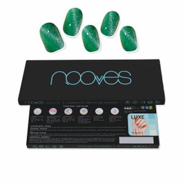Nooves Feuilles d'ongles en gel Jade Glass Premium Glam oeil de chat vert, 20 unités