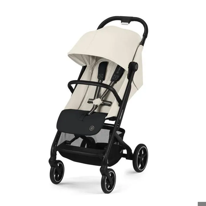 Cybex Gold Poussette Beezy BLK Canvas White - Poussette compacte Travel System 2-en-1 avec siège inclinable à plat et panier 5 kg Cybex Gold Poussette Beezy BLK Canvas White - Poussette compacte Travel System 2-en-1 avec siège inclinable à plat et panier 5 kg