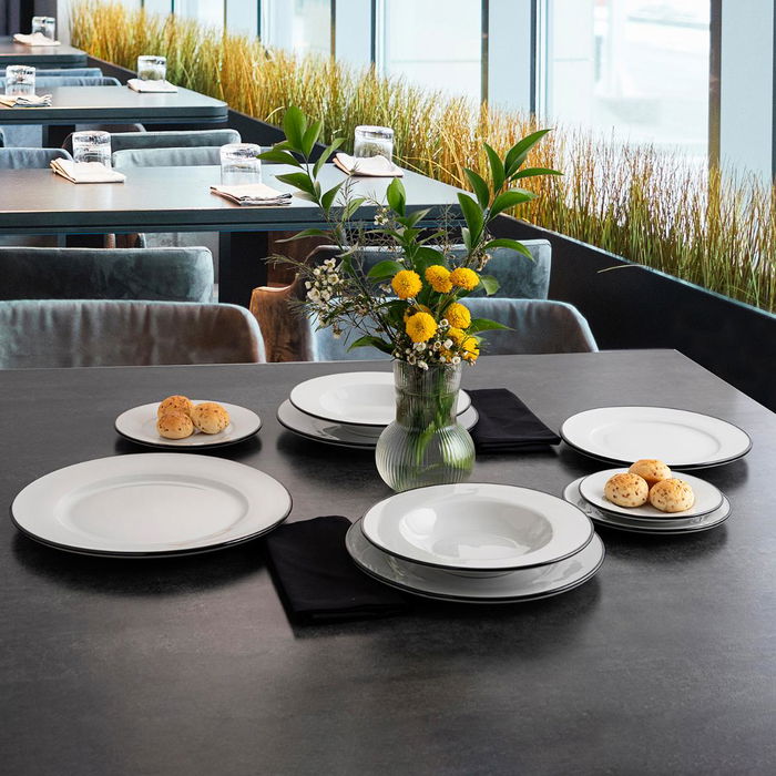 Plato Llano Porcelana Glacial Filo Bidasoa 25 cm (24 Unidades)