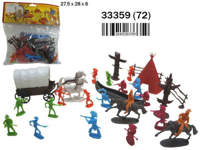 Rama - Figurines en sac Cowboys et Indiens, jouet en plastique pour enfants 3 ans et plus, dimensions 21x29x6 cm