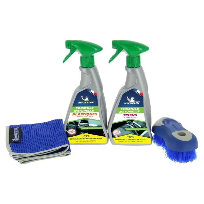 MICHELIN - Kit de Nettoyage Intérieur pour Voiture - Formule Naturelle et Écologique - Pour un Habitacle Propre et Sain MICHELIN - Kit de Nettoyage Intérieur pour Voiture - Formule Naturelle et Écologique - Pour un Habitacle Propre et Sain