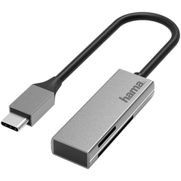 Hama 00200131 Lecteur de cartes SD vers USB-C en argent - Compatible avec les cartes mémoire SD, SDHC, SDXC