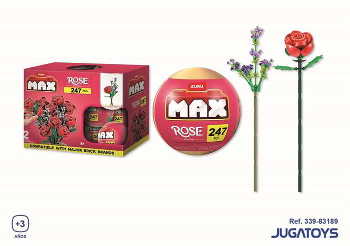 Zuru Bola Construction Rosas Max Bricks - Boule de construction roses, jouets à collectionner, 12 cm