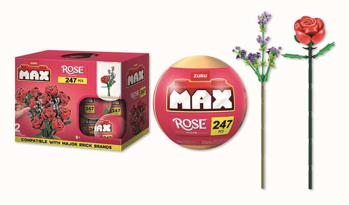 Zuru Bola Construction Rosas Max Bricks - Boule de construction roses, jouets à collectionner, 12 cm