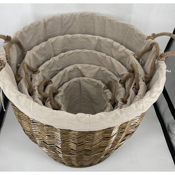Home ESPRIT Set de panier Marron Coton osier (5 Pièces)