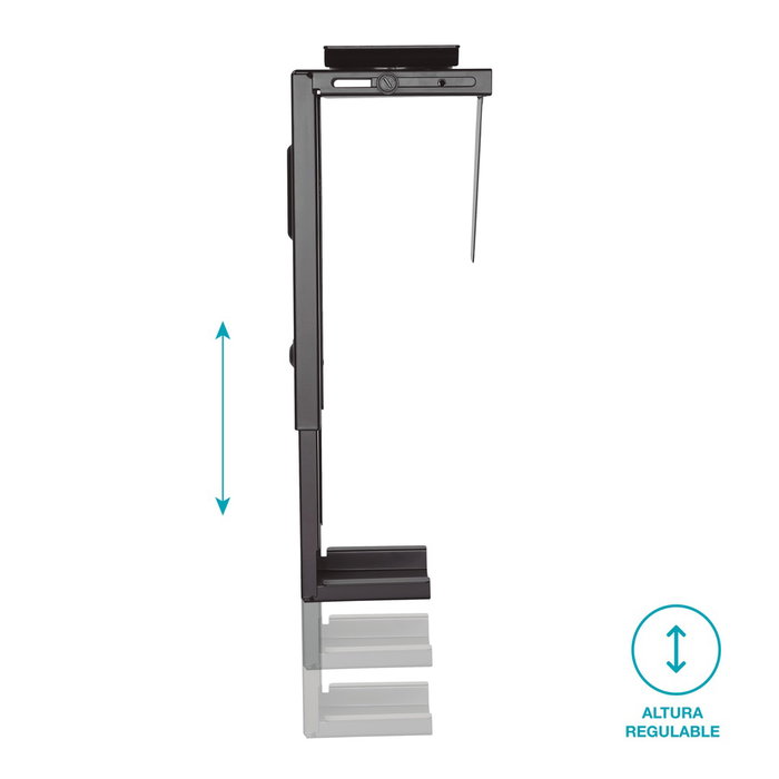 Holmios Support pour CPU sous bureau ajustable en acier noir Holmios Support pour CPU sous bureau ajustable en acier noir