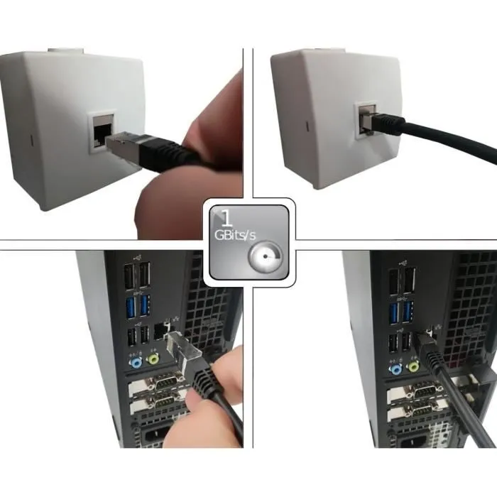 Lineaire Câble RJ45 Caté6 Blindé F/UTP Noir 1m - Référence PCC6FNB