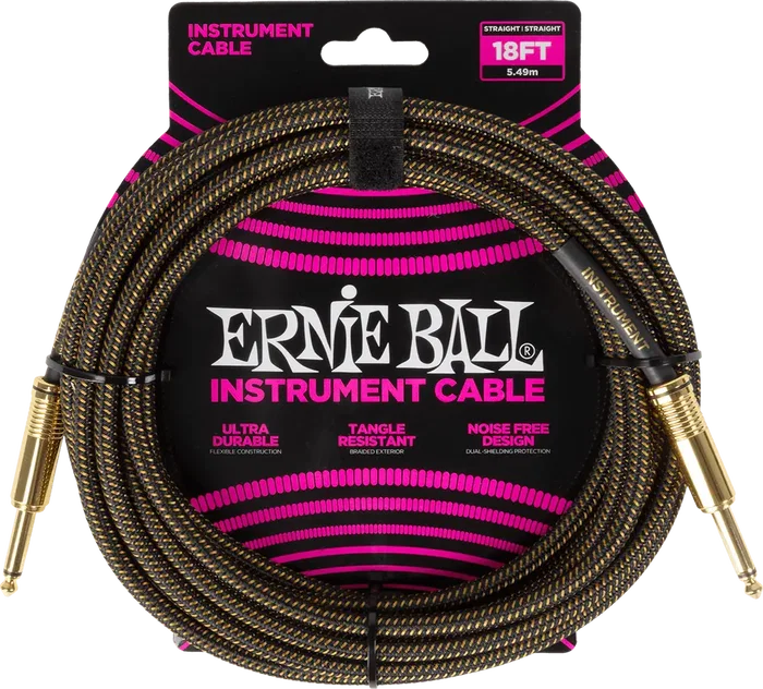 Ernie Ball Pay Dirt Câble Instrument Tressé Jack-Jack 5,5 m - Haute Fidélité