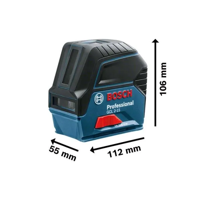Bosch Professional Laser de nivellement GCL 2-15, 2 lignes rouges et 2 points verticaux, référence 0601066E00, sans batterie
